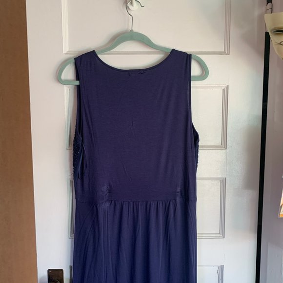 Navy Blue Beaded Neiman Marcus Maxi Dress - Picture 9 of 10